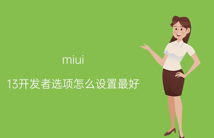 miui 13开发者选项怎么设置最好